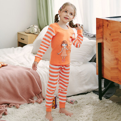 

Autumn Pajamas Baby Kids Girls Boys Cartoon Print Sleepwear Set Long Sleeve Cute Blouse TopsPants Pajamas