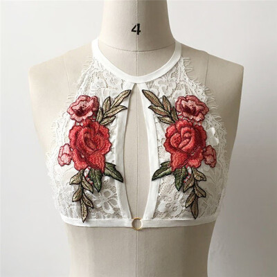 

Women Sexy Crop Lace Hollow Out Embroidered Floral Bustier Unpadded Bra Cropped Feminino Tops