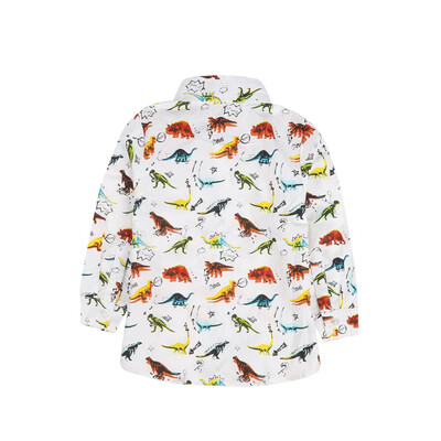 

Casual Boys Shirts Cotton Boys Blouse Solid Pockets Dinosaur Patterns For 1-4 Years Boy