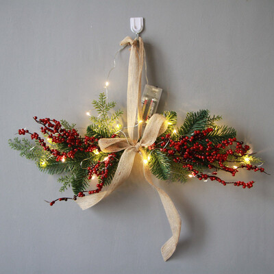 

Toponeto Christmas Wreath Door Wall Ornament Pentagram Hanging Decoration With Bowknot