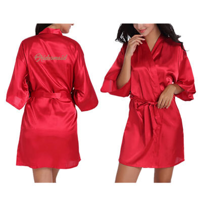 

Women Sexy Solid Silk Robes Wedding Bride Bathrobe Kimono Cardigan Dress Pajamas Soft Nightwear Bathing Suits Lingerie Belt Girl