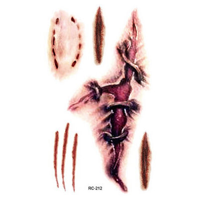 

Halloween Zombie Scar Tattoo with False Knot Blood Makeup Halloween Decoration Wound Scary Blood Injury Waterproof Sticker