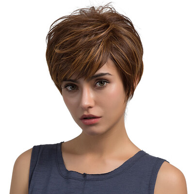 

Tailored Natural Light Brown Straight Short Hair Wigs Short Womens Fashion Wig New
