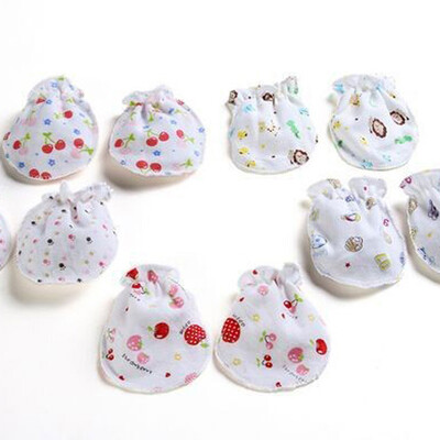 

New Cute Baby Soft Cotton Newborn Cotton Printed Anti Grasping Gloves Baby Mitts
