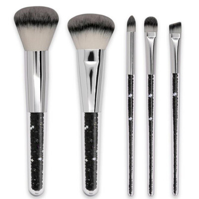 

5Pcs Black Rhinestone Makeup Brush Loose Powder Blusher Dye Brush Eye Shadow Eyebrow Brush Kit Easy to use