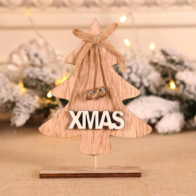 

Gobestart Wooden Mini Christmas Tree Desktop Ornaments Merry Christmas Party Decor