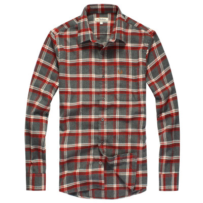 

NATINY mens pure cotton ground plaid long-sleeved shirt