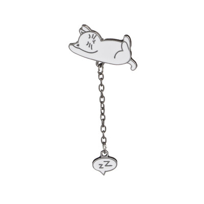 

Women Cute Sleeping Animal Cat Pig Penguin Chain Brooches Oil Drop Enamel Pins