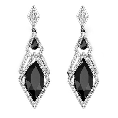 

Fashionable And Charming Hypoallergenic Shiny Rhinestone Woman Earrings Shape Jewelery Accessories White Black