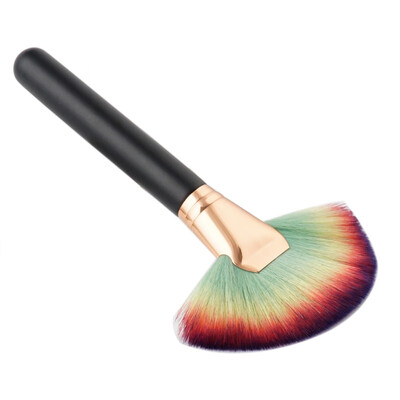 

New black Foundation Brush fan-shaped brush wood handle makeup brush nylon hair makeup brush black handle makeup