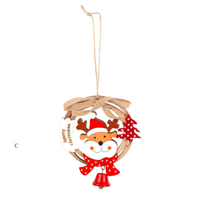 

Toponeto 1PC Christmas Bell Hanging Ornaments Wooden Santa Claus Xmas Tree Pendant Decor