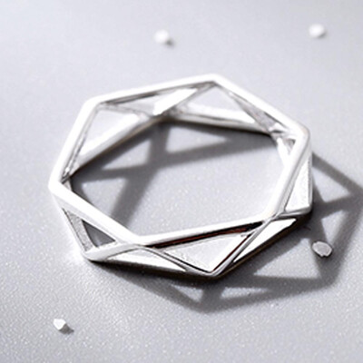 

Newest Design Geometric Ring Women Rings 925 Silver Korean Elegant Hollow Jewelry Accessories