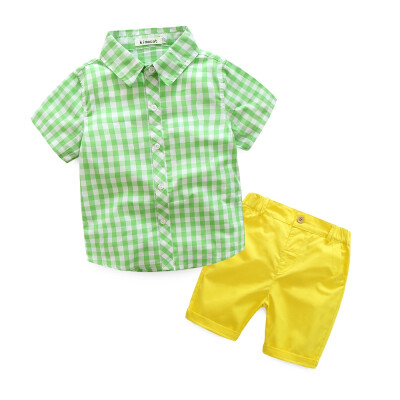 

Autumn Spring Casual Shirts Baby Clothes Kids Boys Children Short Sleeve Shirt Turndown Collar Kids Plaid Shirts