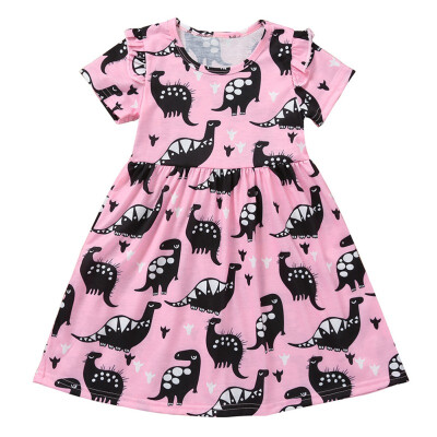 

Baby Princess Dress Girls Dresses 2018 Summer New Children Cartoon Printed Dress Children Short Sleeve Clothing 2-7Y