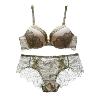 

2018 Fashion Bra Set Padded Sexy Back Closure Lace Embroidery Bra Girlss Push Up Underwear Women Small Chest Underwire Bra