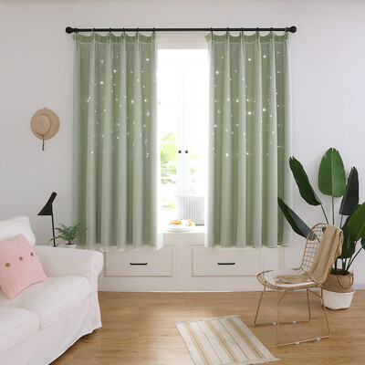 

Toponeto Starry Sky Sheer Curtain Tulle Window Treatment Voile Drape Valance Double-deck