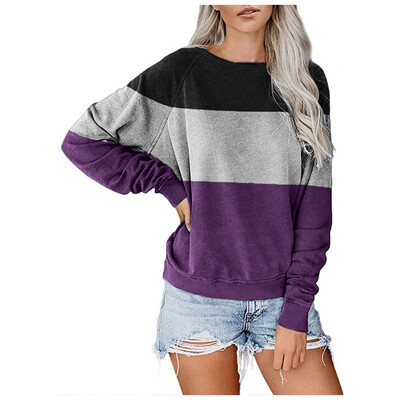 

Tailored Women Crewneck Long Sleeve Casual Splice Tops Blouses Fashion T-Shirts Pullovers