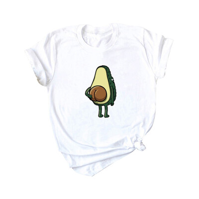 

Funny Cartoon Avocado Print Summer Women Tee Top Round Neck Short Sleeve T-Shirt