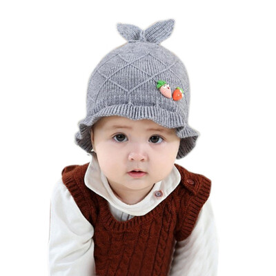 

Baby Hat Newborn Autumn Winner Cute Winter Kids Baby Hats Ear Pretection Knitted Wool Hemming Hat Drop Shipping
