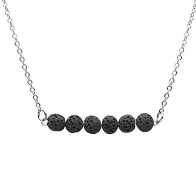 

Retro Lava Stone Necklace Lava Beads Minimalist Jewelry Necklace Female Accessories 4 Colors