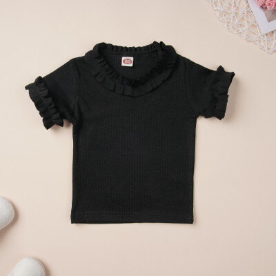 

Summer Baby Girls Clothes Girls Short Sleeve T-Shirts Kids Cotton Tops Tees Casual Solid Print Blouse