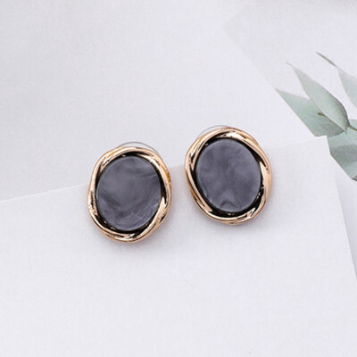 

Usable Simple Round Acrylic Ear Stud Cool Marble Earrings Women Fashion Retro Earrings