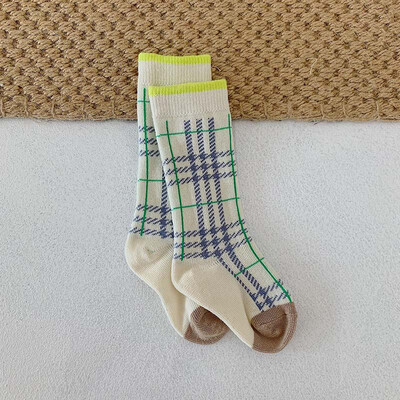 

Baby Socks Baby Girl Cute Socks Plaid Print Cotton Long Kids Socks