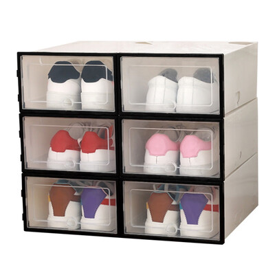 

Transparent shoe box storage box mens thick clamshell combination shoe cabinet Plastic shoe box desktop storage artifact