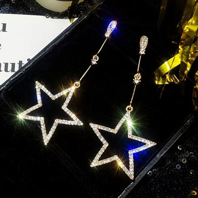 

Girl Crystal Five pointed Star Drop Dangle Earrings Women Party Jewelry Gift