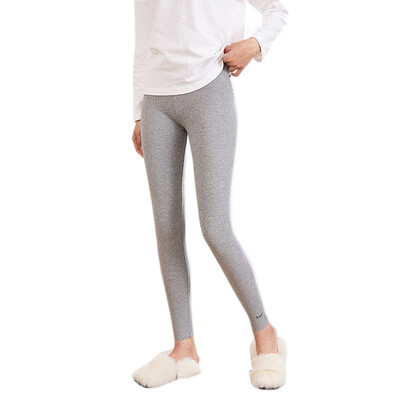 

Women Solid Color Letter Stretchy Elastic Waist Threaded Cotton Pants Tights Points Trousers