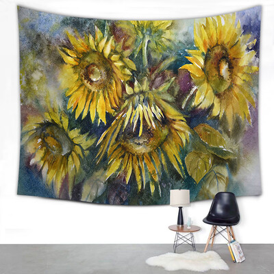 

Gobestart Summer Sunflower Print Home Tapestry Wall Hanging Wall Decoration 150x130cm
