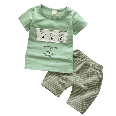 

Casual And Active Baby Boys Girls Cotton Letter Print Short Sleeve Tops ShirtShorts 2pcsset Clothes Set