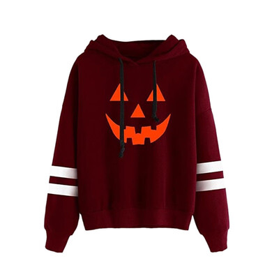 

Women Plus Velvet Pullover sweatshirt Halloween Pumpkin Print Long Sleeve Casual Warm Winter Autumn Loose Tops bts hoodies