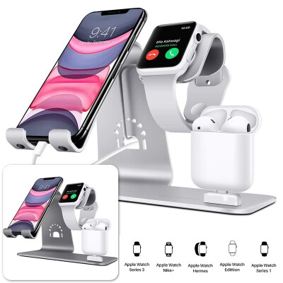 

Fashion 3-in-1 aluminum wireless charger stand for iPhone Qi Vertical fast charging station for iWatch AirPods