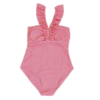 

Sexy Female Retro V Neck Striped Swimsuit One Piece Ruffled Push Up Padded High Waist Swimwear 2019 Women Bikini Set Holiday