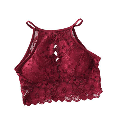 

Sexy Women Lingerie Vest Wire Free Lace Beauty Back Comfortable Hollow Out Underwear Female Sleep Halter Vest