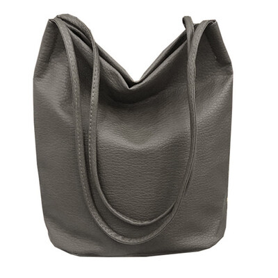 

Vintage Women Faux Leather Solid Color Large Capacity Tote Shoulder Bag Handbag