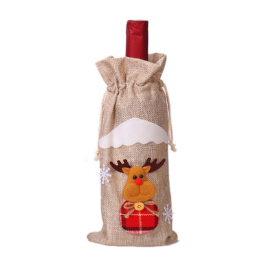 

1pcs Christmas Red Wine Bottle Cover Bags Snowman Santa Claus Xmas Decorations