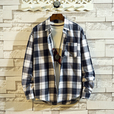 

Toponeto Mens Casual Fashion Plaid Printing Loose Hoodie Removable Long Sleeve Shirt Top