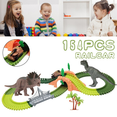 

Dinosaur Toys 154 Pcs Flexible Car Race Tracks ＆3 Toys for Boys Girls