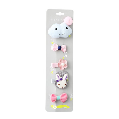 

5pcsSet Childrens Hair Accessories New Children Cute Hairpin Set Cartoon Cloth Baby Clips Hairpin Girls Hairwear