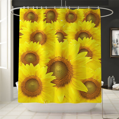 

New Bathroom Shower Curtain Sunflowers Durable Waterproof Fabric Bathroom Curtain