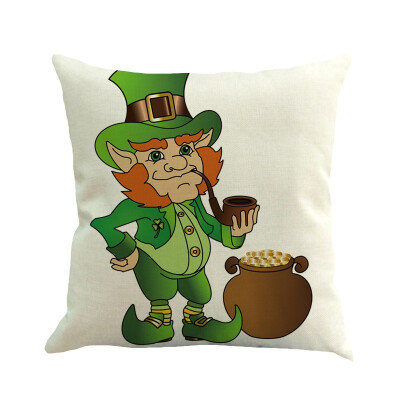 

Happy green St Patricks day clover green hat Throw Pillow Cover Cushion Case Cotton Linen Material Decorative