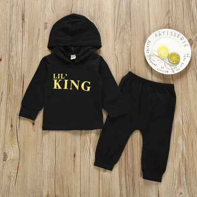 

Children Clothing Spring Autumn Casual Baby Boys Letter Printed Long Sleeve HoodiesTrousers for Kids 2pcs Clothes Outfit Sets