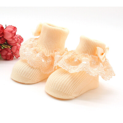 

Newborn Baby Socks Cotton Flower Print Knitted Knee Lace Socks Baby Girl Leg Warmers