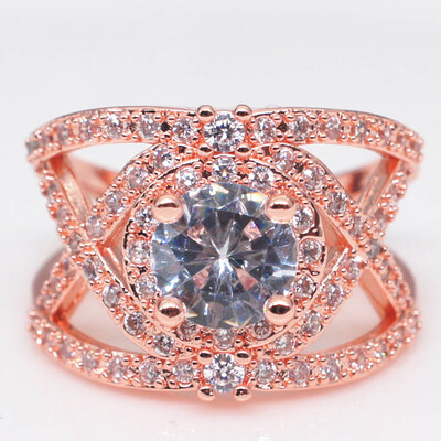 

Women 925 Sterling Silver Infinite Full Diamond Rose Gold Sapphire Ring