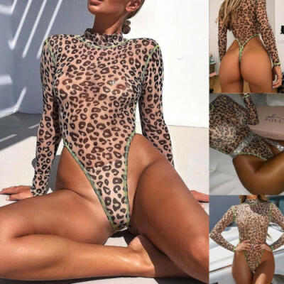 

Sexy Women Leopard Bodysuit High Cut Leotard Thong Clubwear Jumpsuit Romper Tops