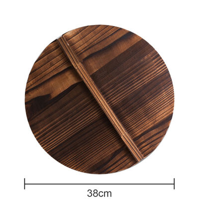 

Chinese Nature Fir Handmade Export Anti-hot Pot Cover Iron Hypotenuse Cover Wok Wooden Pan Handle Kitchen Accessories