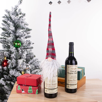

Gobestart Christmas Champagne Bottle Cover Dress Up Decoration Christmas Faceless Doll