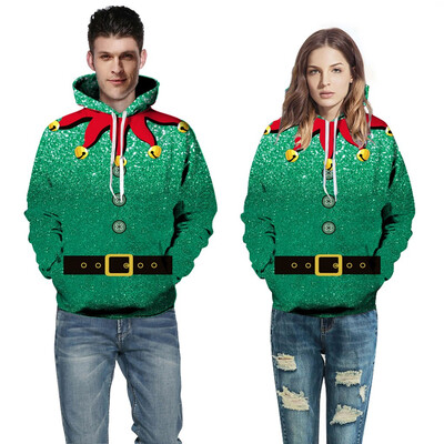 

Tailored Christmas Women Men Couples Print Long Sleeve Hoodie Sweatshirt Pullover Tops